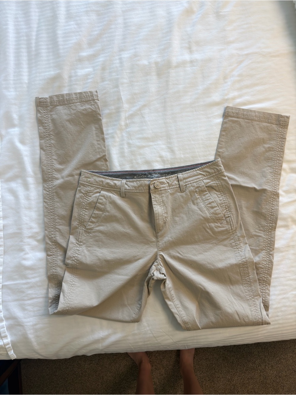Eddie Bauer Women's Cropped Chino Pants in Light Tan